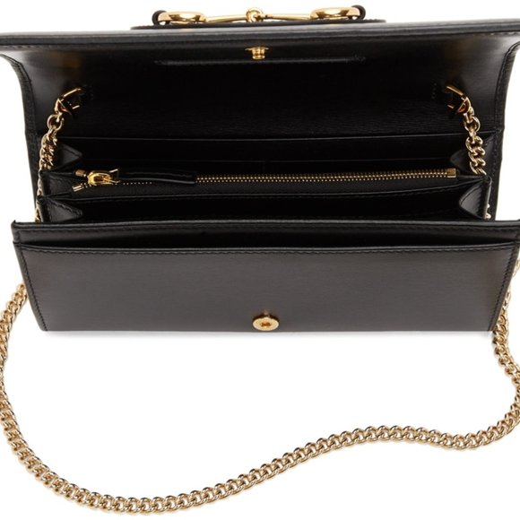 GUCCI Black 'Gucci 1955' Horsebit Chain Wallet Bag - Picture 4 of 7